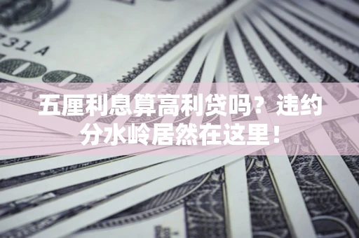济南五厘利息算高利贷吗？违约分水岭居然在这里！